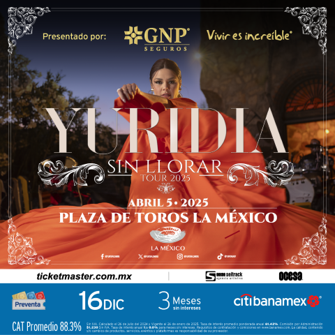 Yuridia: Sin Llorar Tour 2025 en La México